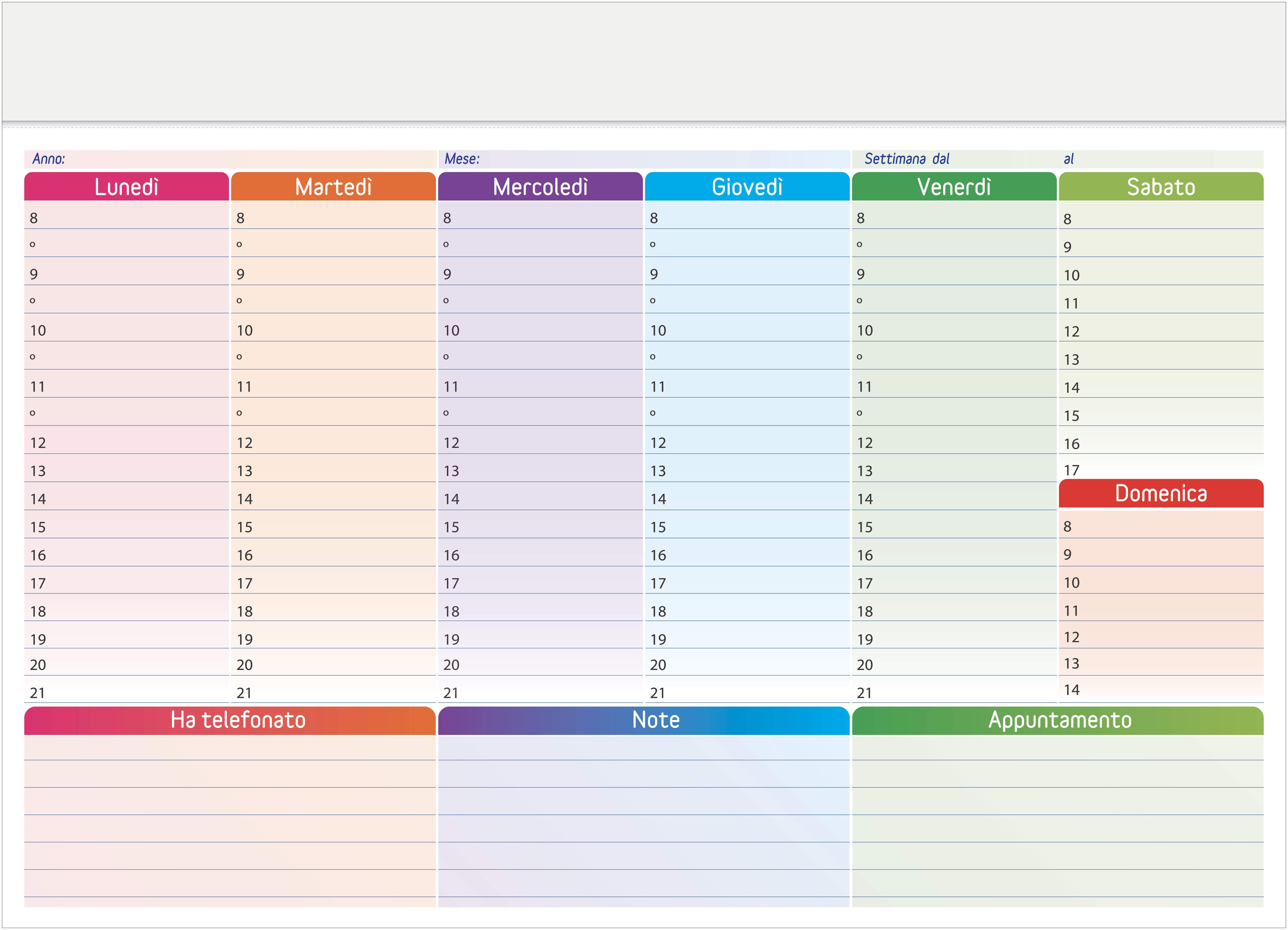 Planner settimanale 43x31 - Planner settimanale L.C. Promozioni